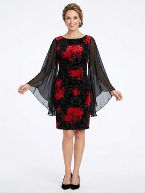 Connected APPAREL Floral Red and Black Sz 8
